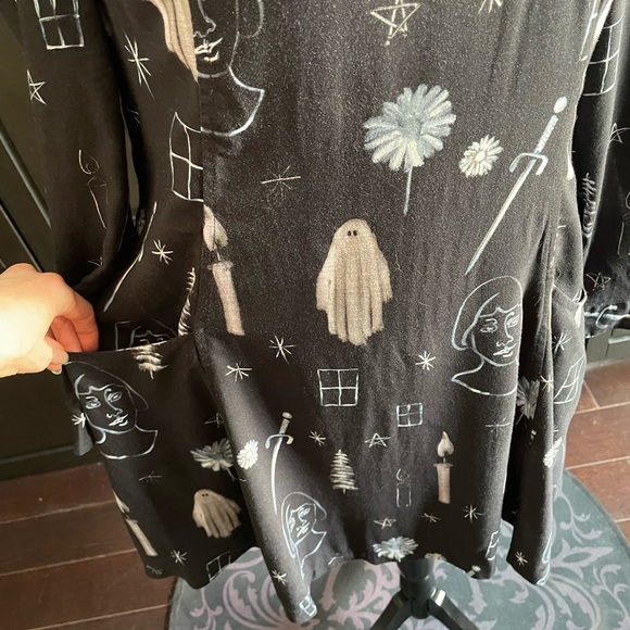 Black Dress with Ghost and Candle Print - Picture 2 of 5